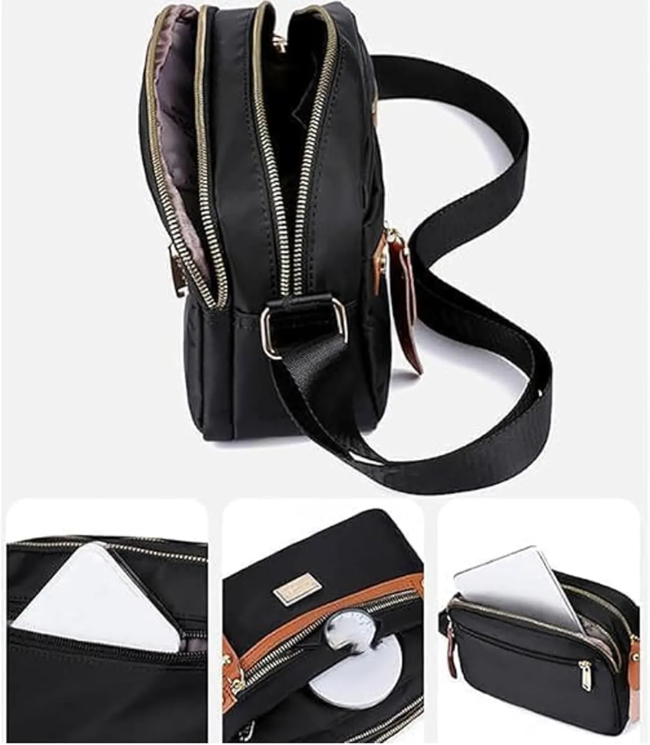 Popularate Nylon Crossbody Bag, Popularate Waterproof Nylon Crossbody Bag, Purses with Multi Pockets Suitable for Every Lady