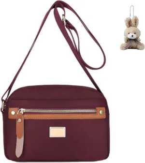 Popularate Nylon Crossbody Bag, Waterproof Shoulder Purse with Zipper and Multi Pockets for Women