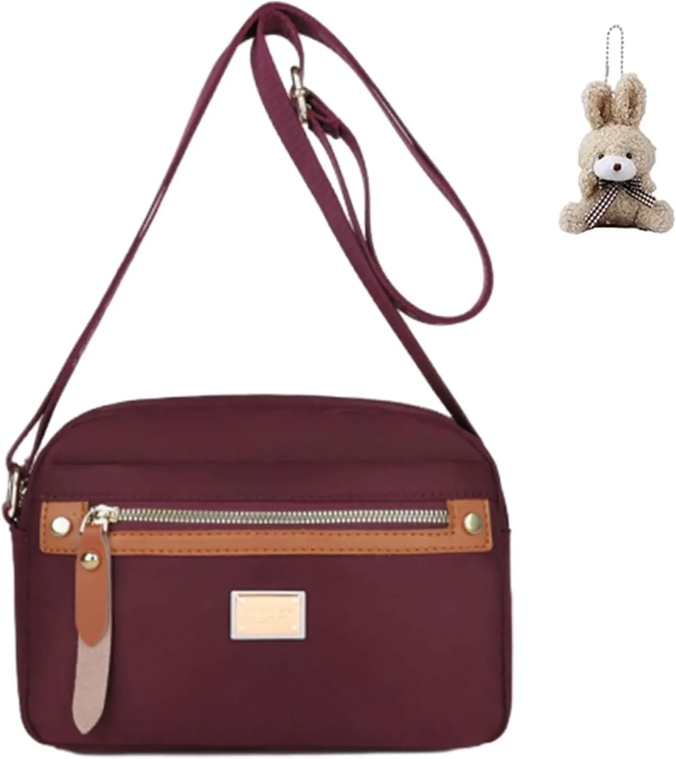 Popularate Nylon Crossbody Bag, Waterproof Shoulder Purse with Zipper and Multi Pockets for Women