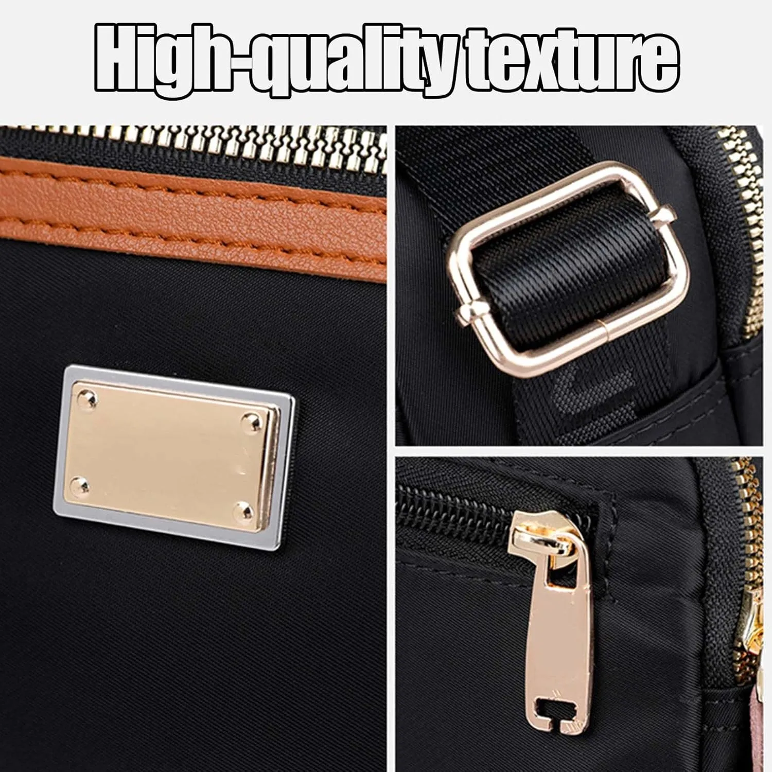 Popularate Nylon Crossbody Bag, Waterproof Shoulder Purse with Zipper and Multi Pockets for Women