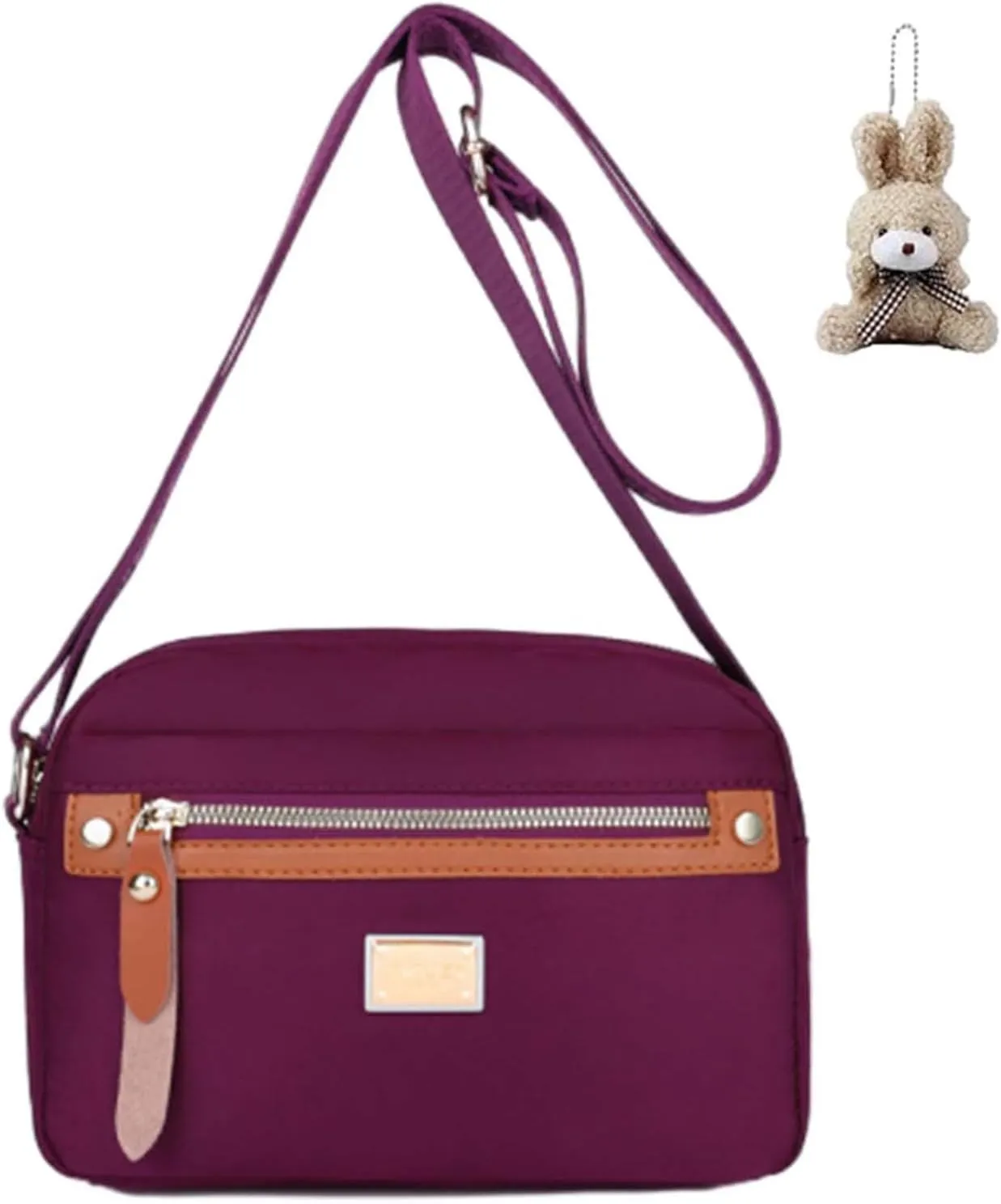 Popularate Nylon Crossbody Bag, Waterproof Shoulder Purse with Zipper and Multi Pockets for Women