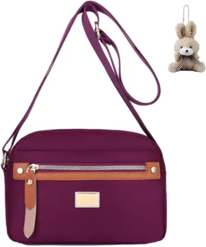 Popularate Nylon Crossbody Bag, Waterproof Shoulder Purse with Zipper and Multi Pockets for Women