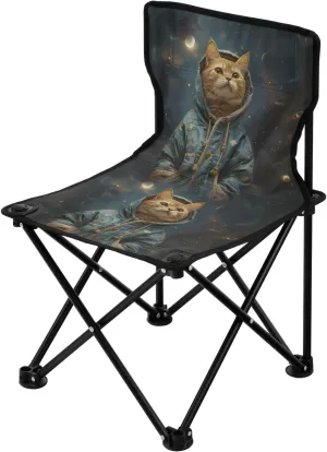 Portable Camping Folding Chairs Foldable Chair Small Cat in PJ's Lightweight Backpacking Outdoor Outside Fishing