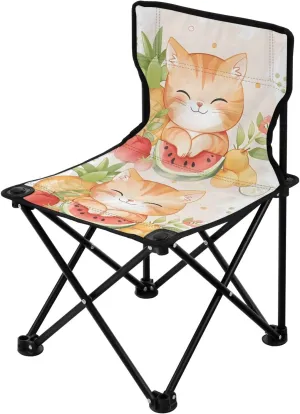 Portable Camping Folding Chairs Foldable Chair Small Cute Cat Watermelon Lightweight Backpacking Outdoor Outside Fishing