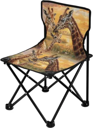 Portable Camping Folding Chairs Foldable Chair Small Giraffes Family Lightweight Backpacking Outdoor Outside Fishing
