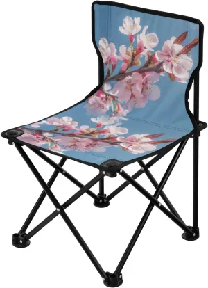 Portable Camping Folding Chairs Foldable Chair Small Peach Blossom Blue Lightweight Backpacking Outdoor Outside Fishing