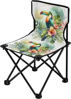 Portable Camping Folding Chairs Foldable Chair Small Toucan Flower Lightweight Backpacking Outdoor Outside Fishing