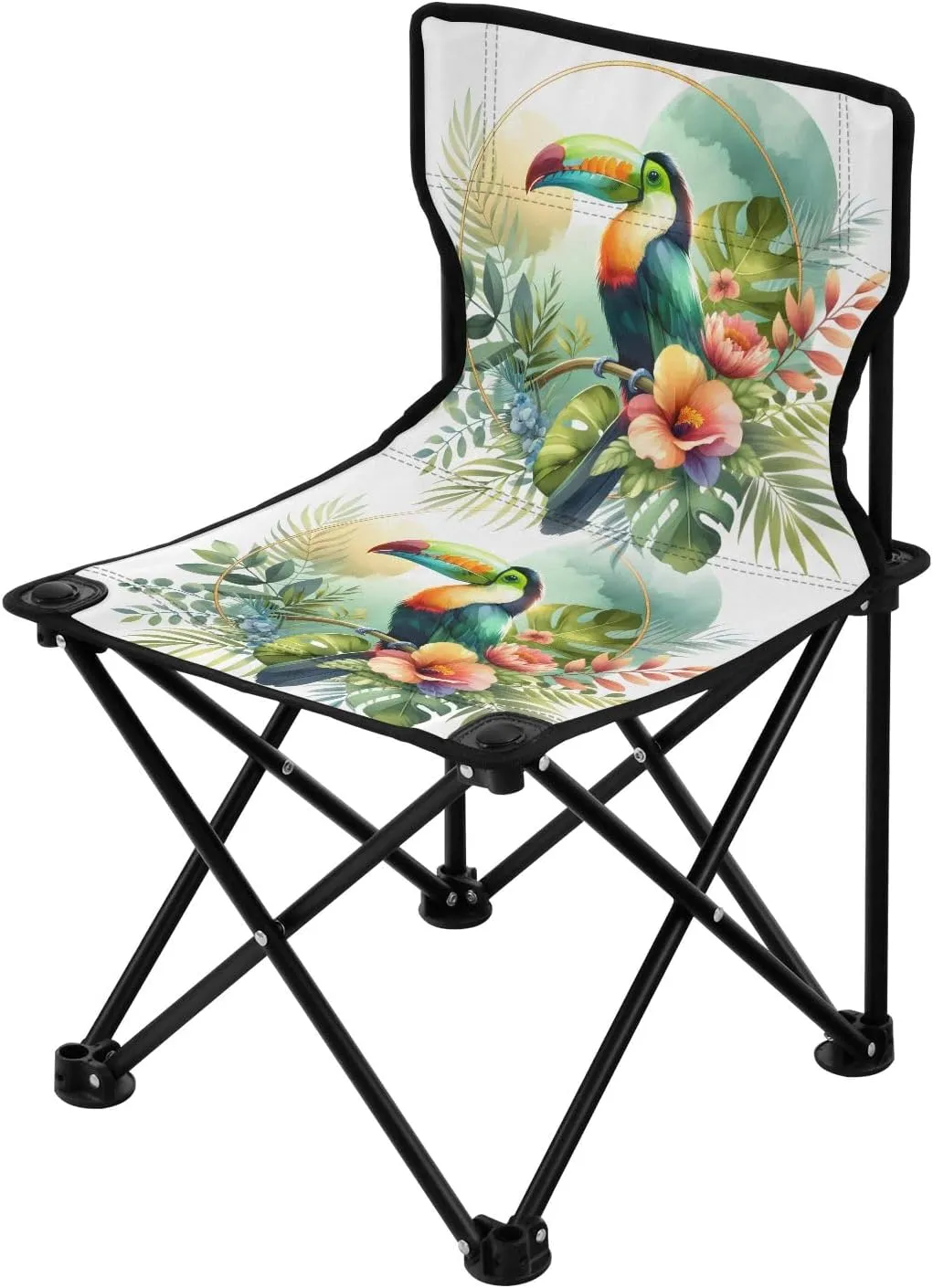 Portable Camping Folding Chairs Foldable Chair Small Toucan Flower Lightweight Backpacking Outdoor Outside Fishing