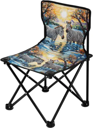 Portable Camping Folding Chairs Foldable Chair Small Zebra 2 Lightweight Backpacking Outdoor Outside Fishing