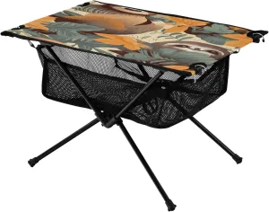 Portable Camping Table Foldable with Mesh Storage Lightweight Compact Camp Tent Side Table for Outside,Camping,Hiking,Tailgating,Sloth