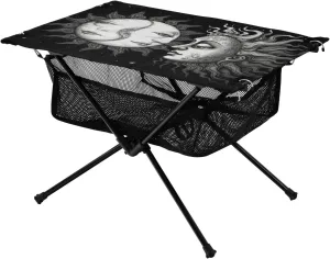 Portable Camping Table Foldable with Mesh Storage Lightweight Compact Camp Tent Side Table for Outside,Camping,Hiking,Tailgating,Sun and Moon