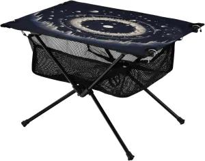 Portable Camping Table Foldable with Mesh Storage Lightweight Compact Camp Tent Side Table for Outside,Camping,Hiking,Tailgating,Sun and Moon