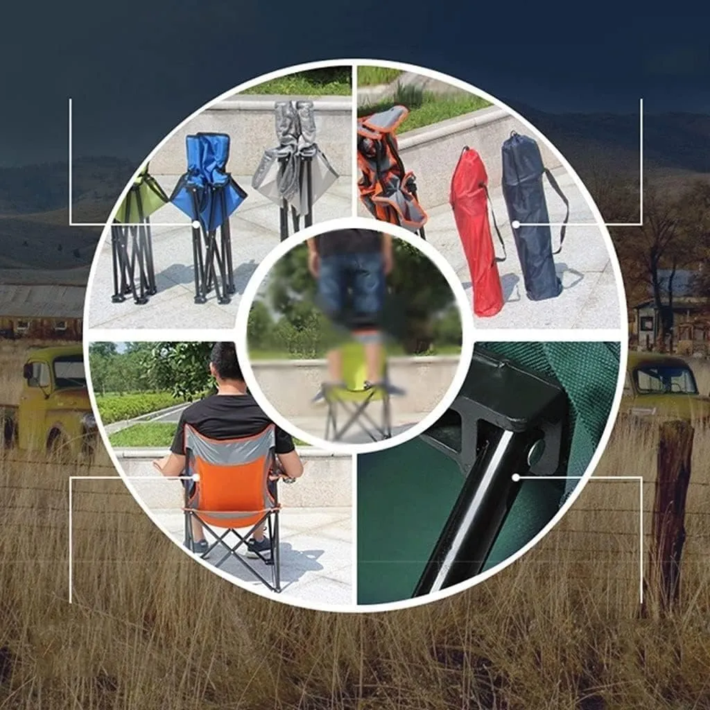 Portable Folding Chair Folding Padded Deck Chair Backchair Beach Chair Fishing Chair Portable Lounge Chair Outdoor Armchair with Cup Holder Adjustable Folding Chair(B)