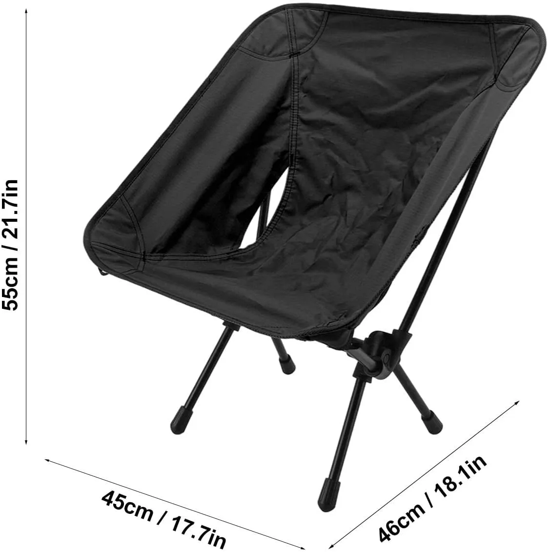 Portable Folding Moon Chair Lightweight Leisure Camping Children Chair Beach Fishing Sketch Aluminum Alloy Bracket Stable (Black)
