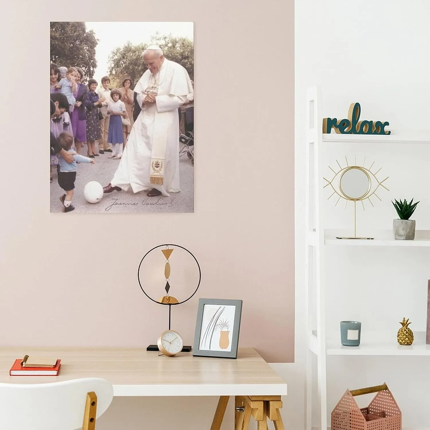 Posters for Pope John Paul II 1980's Signed Photo Playing Soccer Canvas Print Wall Art Paintings Canvas Wall Decor Home Decor Living Room Decor Aesthetic 24x32inch(60x80cm) Unframe-Style