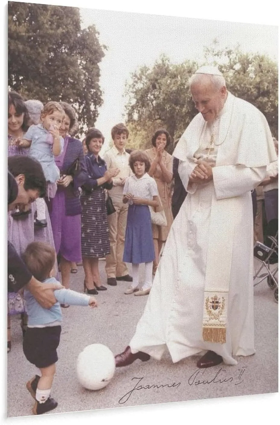 Posters for Pope John Paul II 1980's Signed Photo Playing Soccer Canvas Print Wall Art Paintings Canvas Wall Decor Home Decor Living Room Decor Aesthetic 24x32inch(60x80cm) Unframe-Style