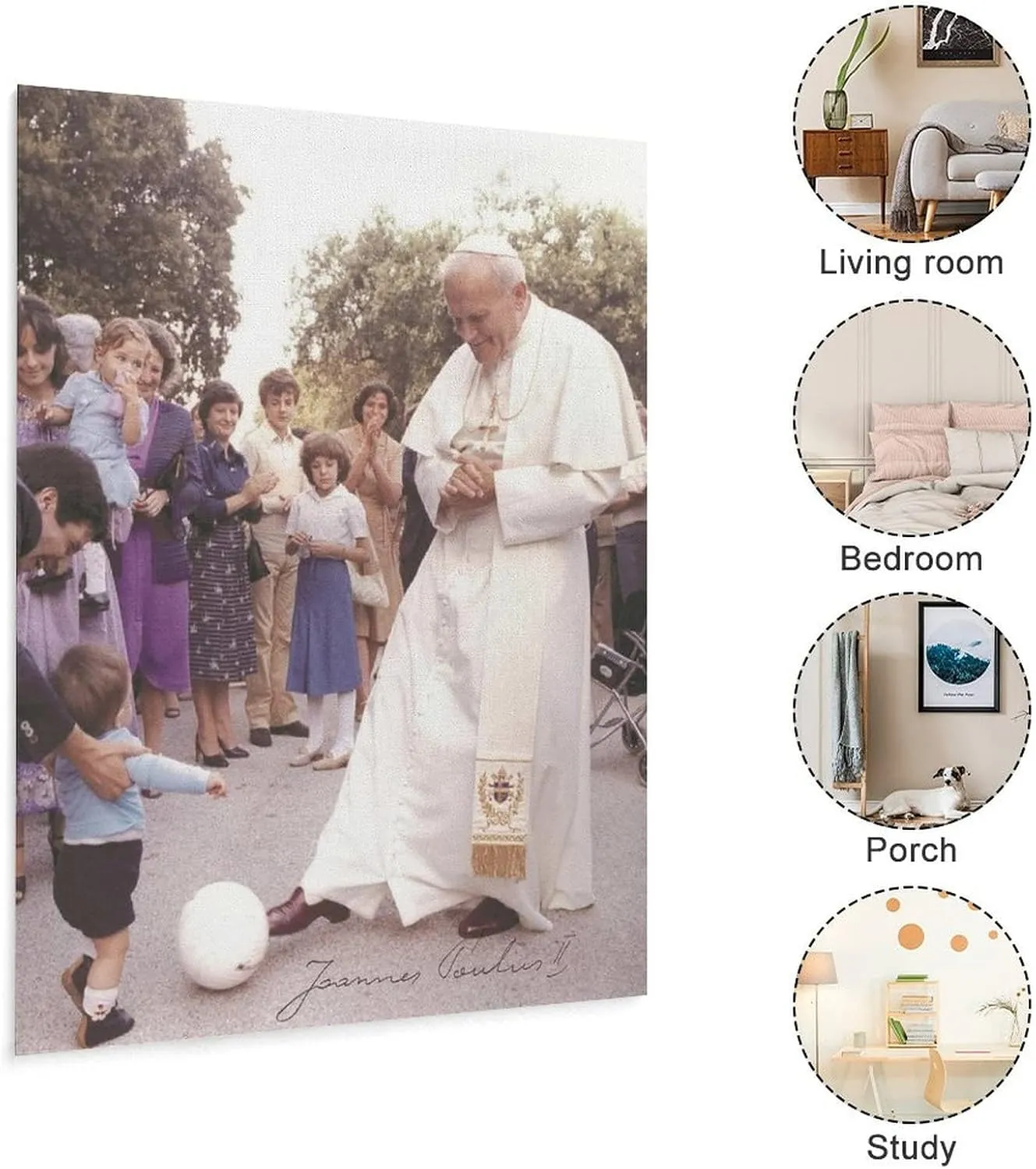 Posters for Pope John Paul II 1980's Signed Photo Playing Soccer Canvas Print Wall Art Paintings Canvas Wall Decor Home Decor Living Room Decor Aesthetic 24x32inch(60x80cm) Unframe-Style