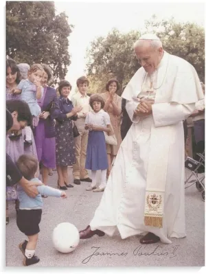 Posters for Pope John Paul II 1980's Signed Photo Playing Soccer Canvas Print Wall Art Paintings Canvas Wall Decor Home Decor Living Room Decor Aesthetic 24x32inch(60x80cm) Unframe-Style