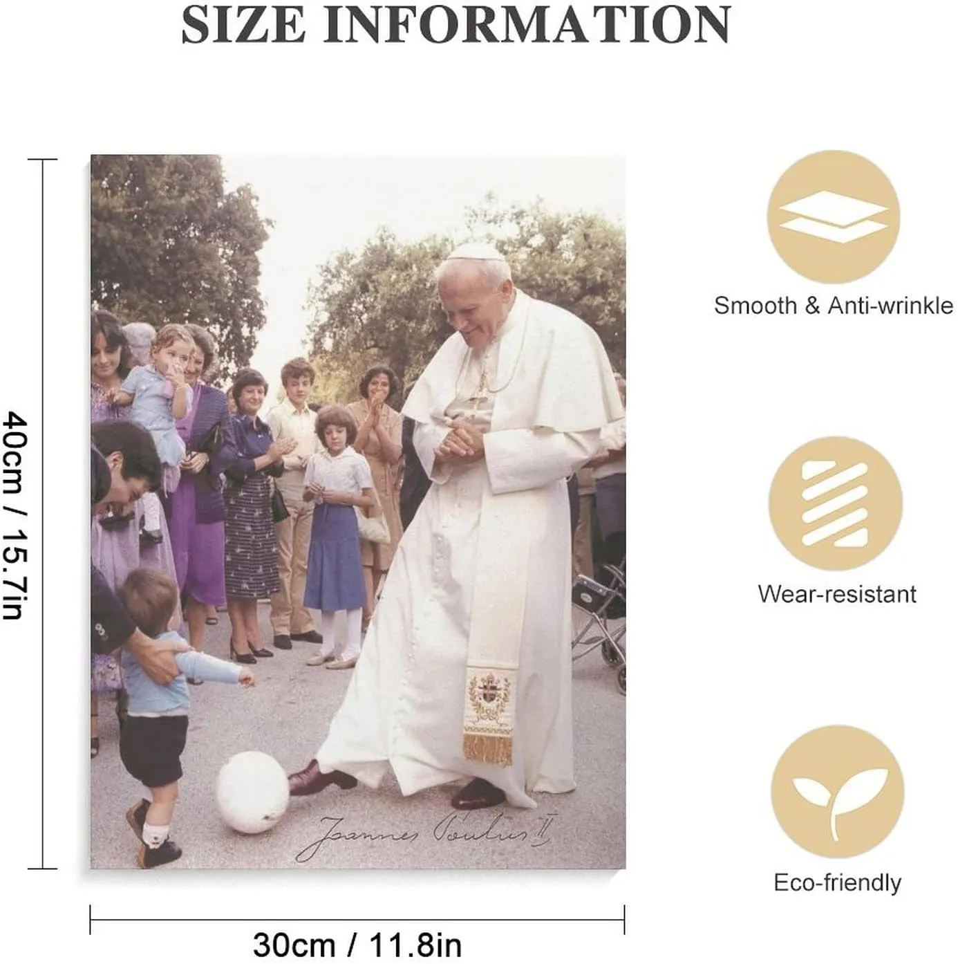 Posters for Pope John Paul II 1980's Signed Photo Playing Soccer Canvas Print Wall Art Paintings Canvas Wall Decor Home Decor Living Room Decor Aesthetic 24x32inch(60x80cm) Unframe-Style