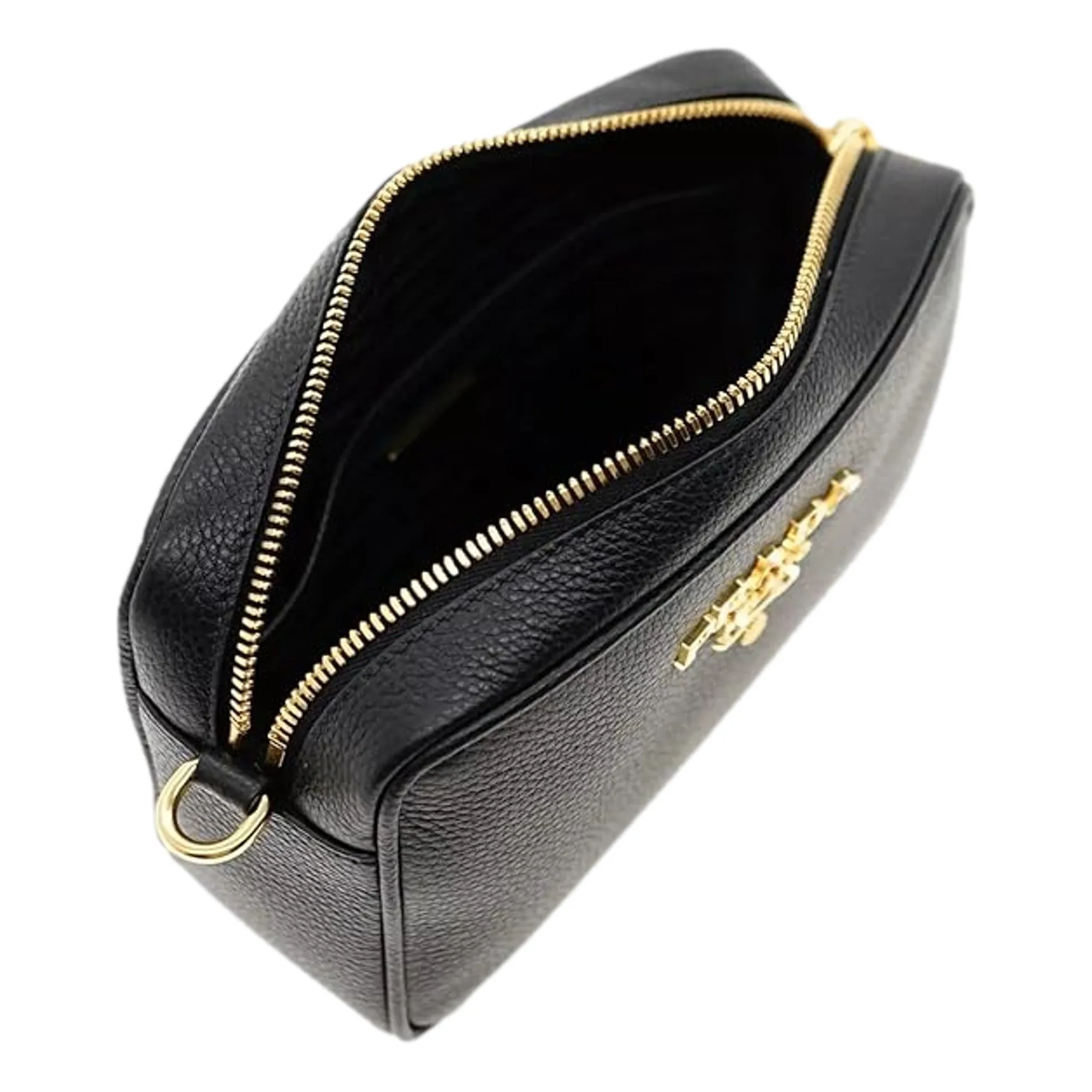 Prada Milano Vitello Phenix Nero Leather Crossbody Bag Web Stripe Strap