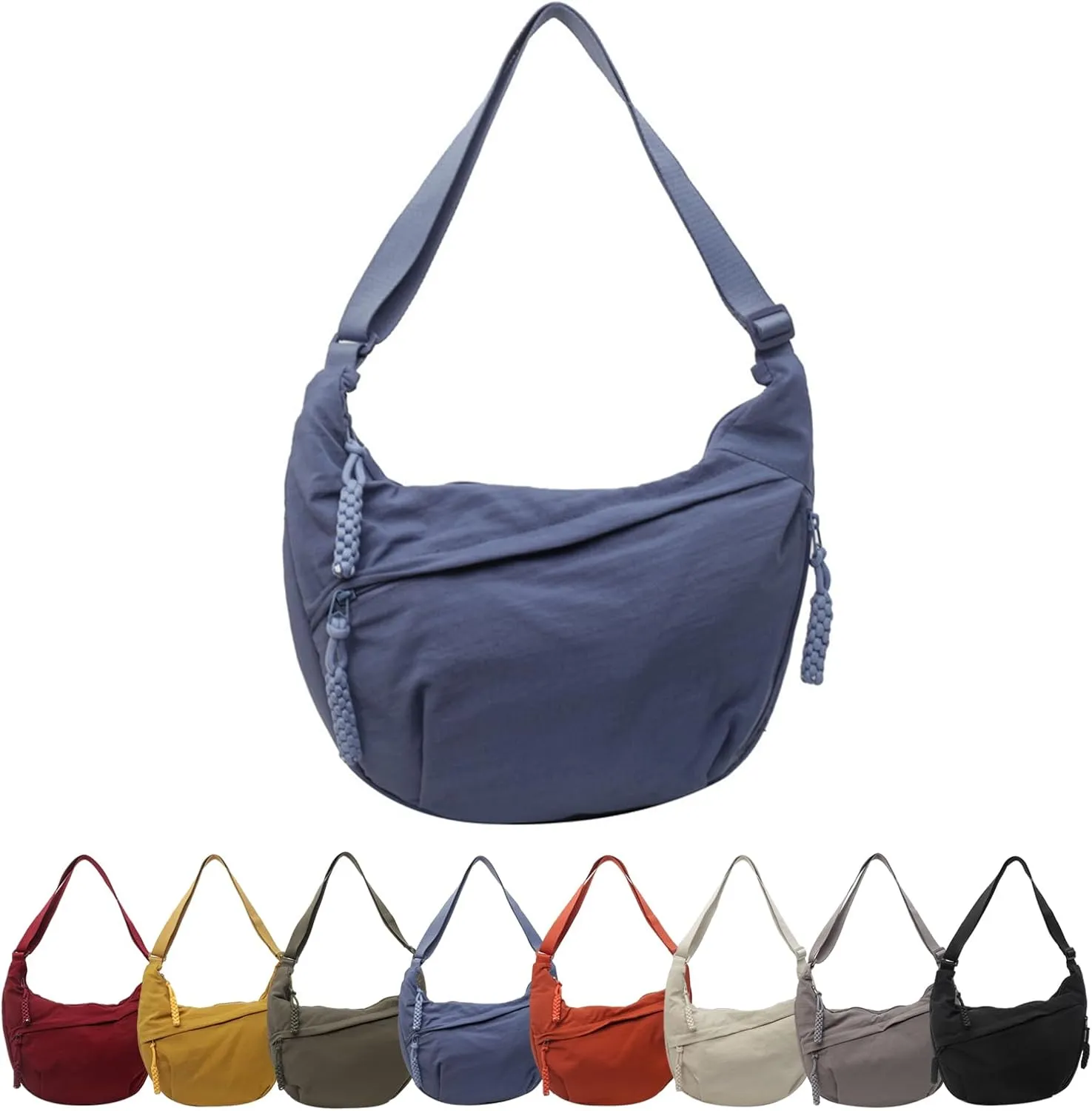 Preferable Crossbody Bag, Women's Fashion Plain Color Nylon Crossbody Bag, Nylon Crescent Bag, Women's Casual Sling Purse