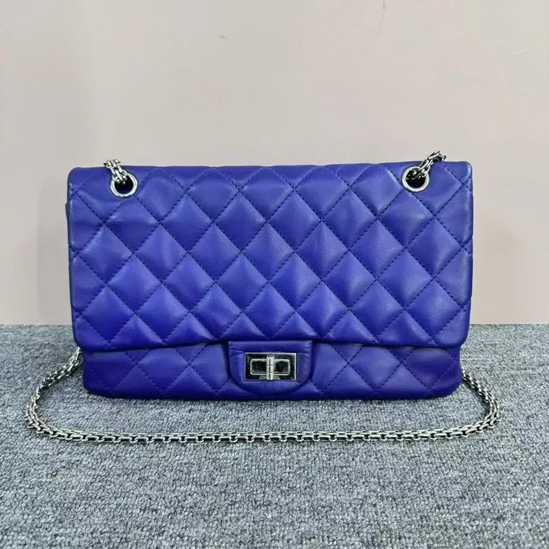 Preloved Chanel 2.55 Shoulder Bag Purple Quilted Leather