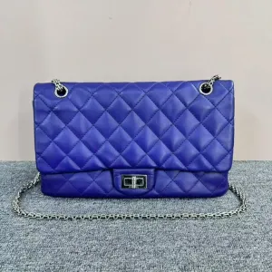 Preloved Chanel 2.55 Shoulder Bag Purple Quilted Leather