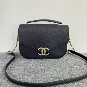 Preloved Chanel Flap Bag Quilted Black Leather Shoulder Bag