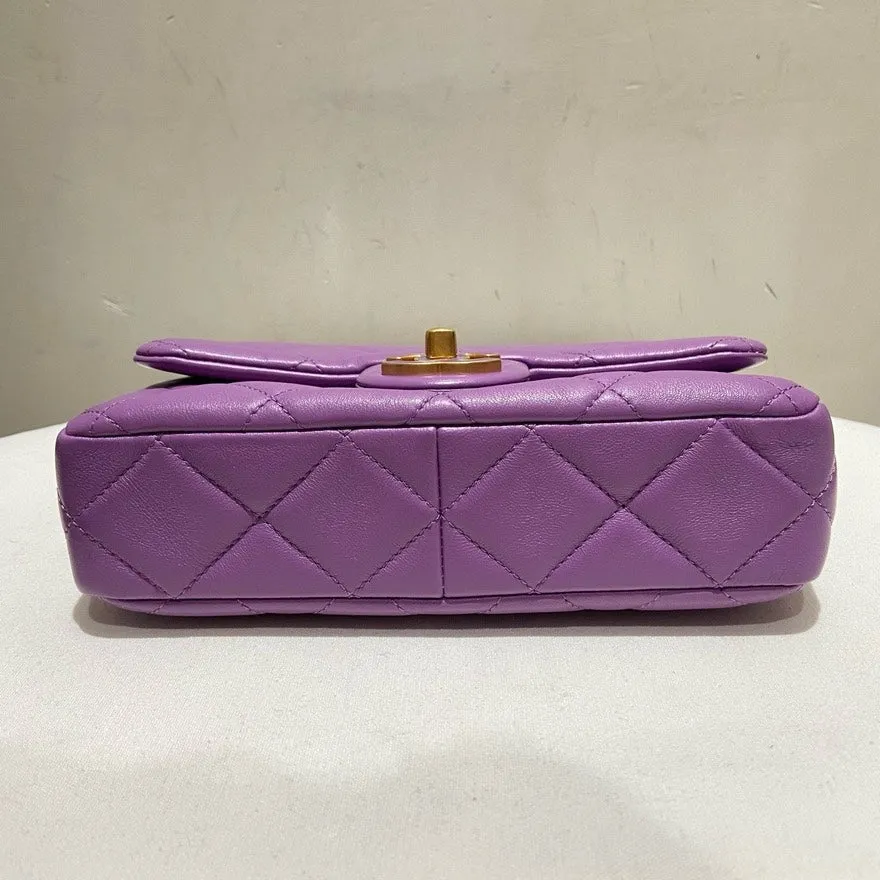 Preloved Chanel Lambskin Purple Shoulder Bag