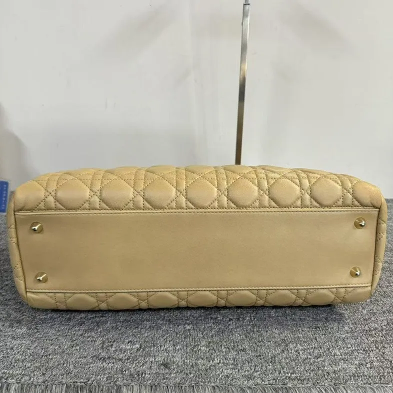 Preloved Dior Cannage Beige Quilted Leather Tote Bag