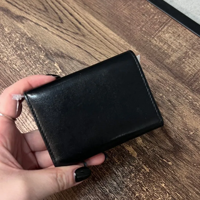 Preloved YSL Leather Compact Wallet 3116 Black Studded Wallet