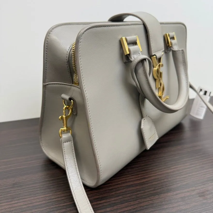 Preloved Yves Saint Laurent Leather 2way Bag Gray Top Handle LB109197