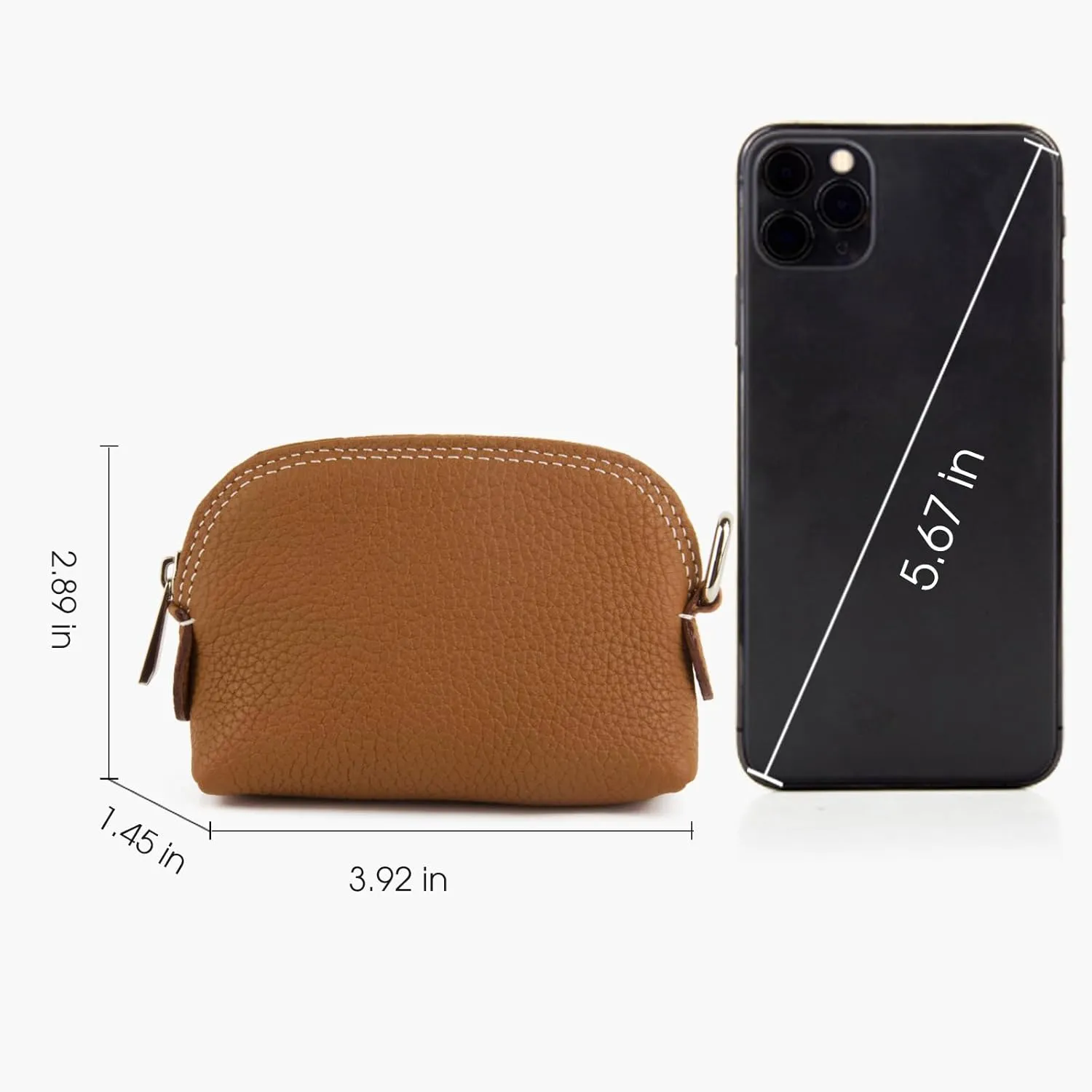 Premium Full-Grain Leather Portable Coin Purse for Women, Fashionable Cute Small Wallets Woman (Brown)