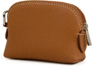Premium Full-Grain Leather Portable Coin Purse for Women, Fashionable Cute Small Wallets Woman (Brown)