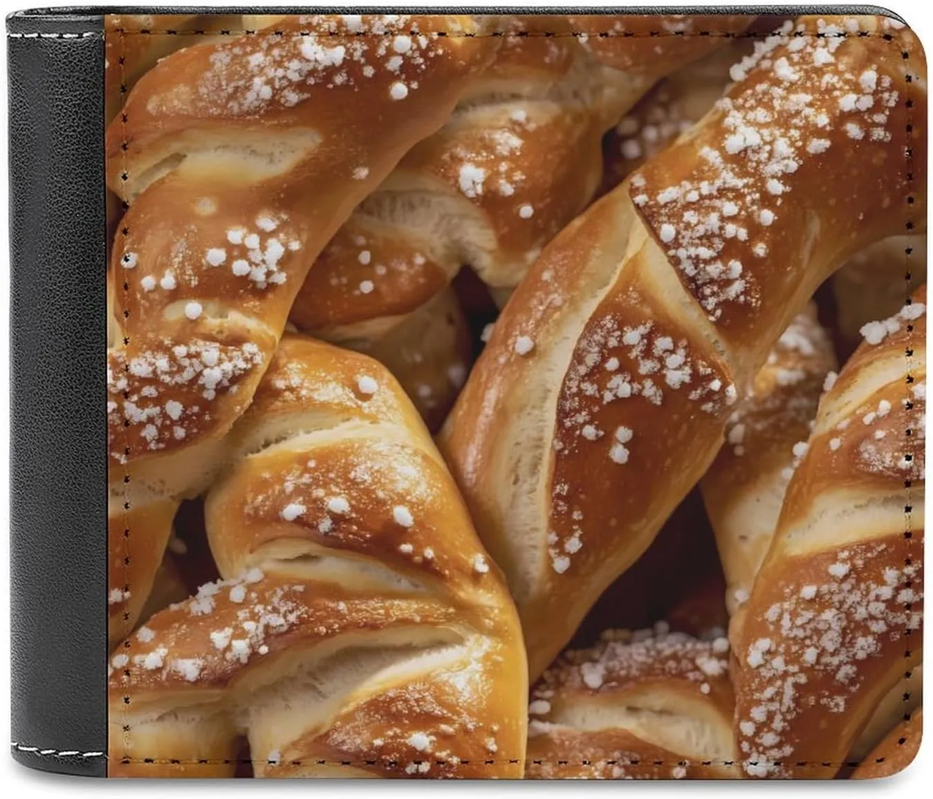 Pretzels with Salt Slim Men's Bi-fold Wallets with 6 Card Slot Leather Travel Purse Coin Clip