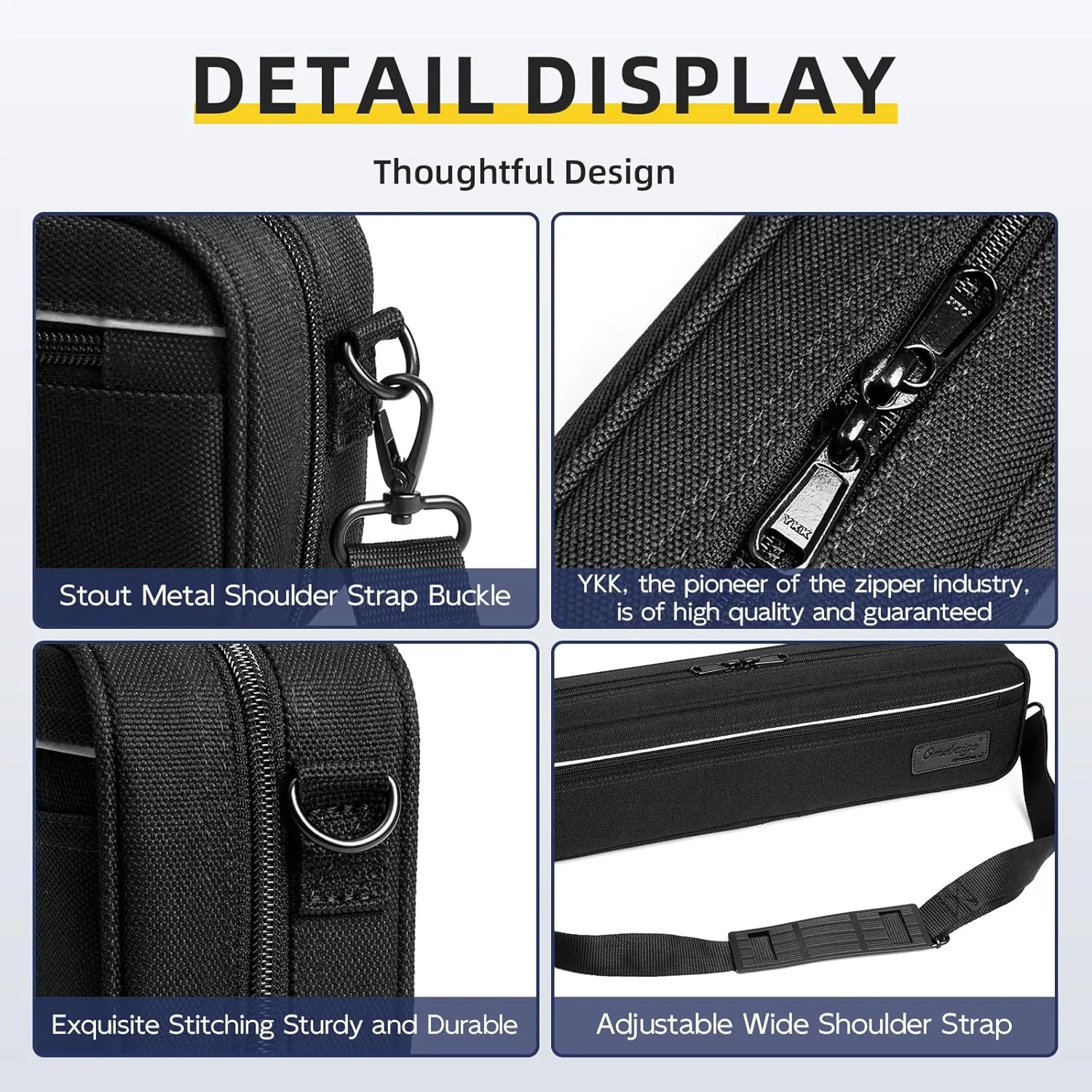 Professional Flute Bag With Flute Case Cover - Hard Shell Flute Case Hard Shell, Wear-resistant 1200d Oxford Cloth, Exterior Pocket - Ideal For B/C-Foot Flute