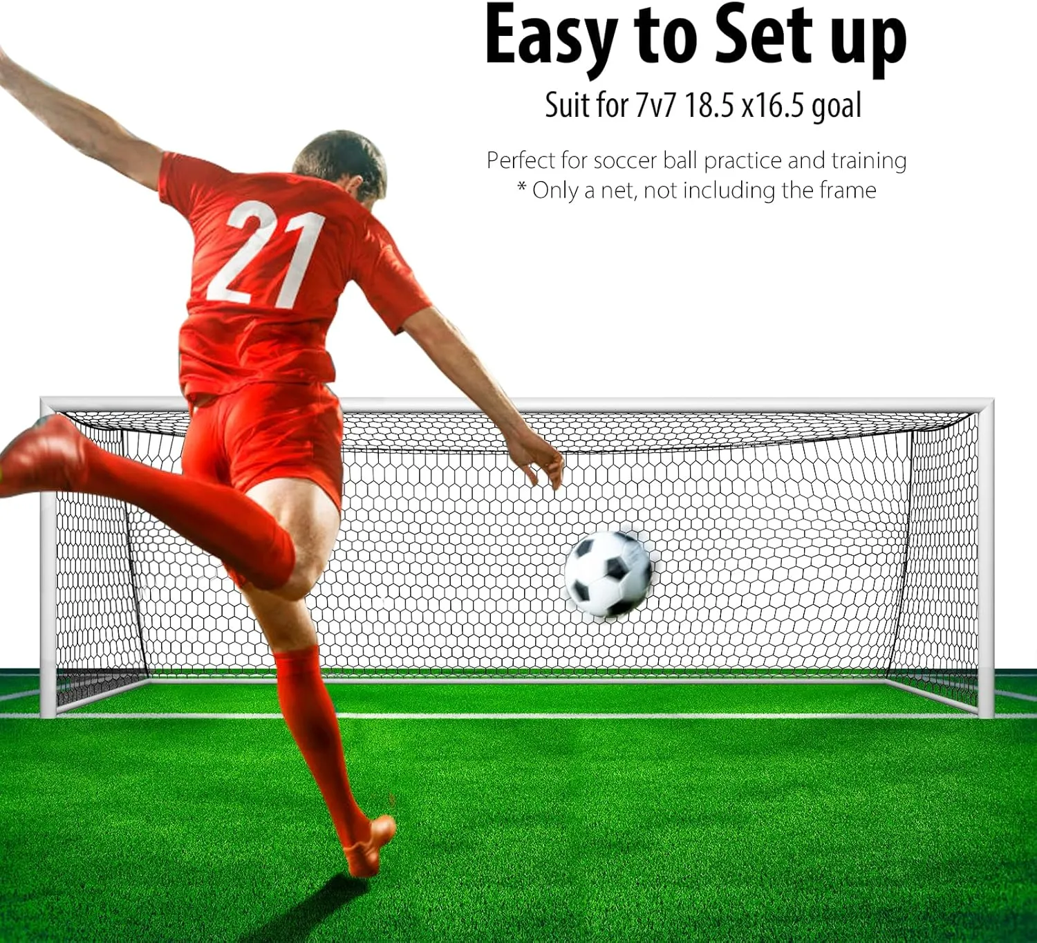 Professional Soccer Goal Net Replacement 24x8FT,18.5x6.5FT [4mm Nylon, 4" Hexagonal], Upgraded Weather Resistance, Enhanced Break Strength, Superior Abrasion Resistance