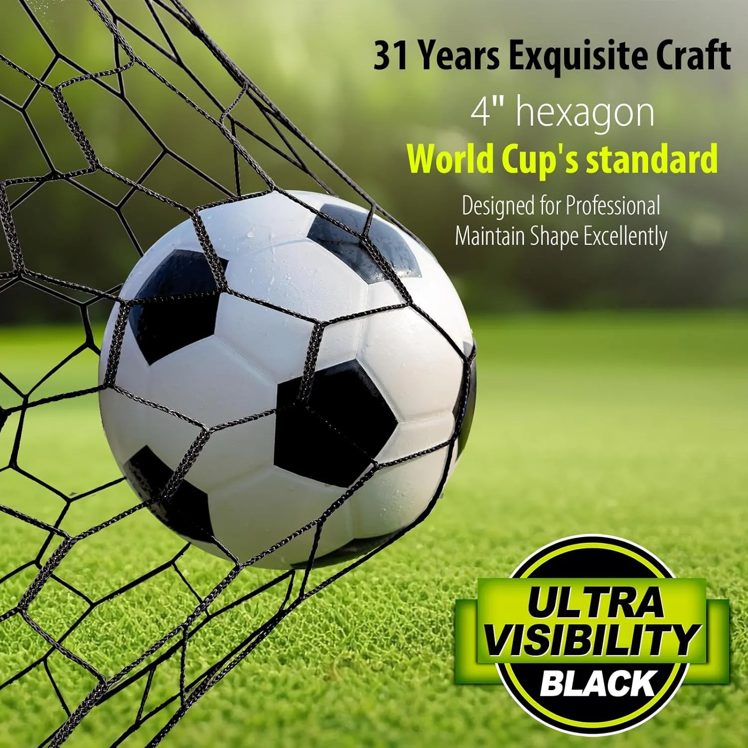 Professional Soccer Goal Net Replacement 24x8FT,18.5x6.5FT [4mm Nylon, 4" Hexagonal], Upgraded Weather Resistance, Enhanced Break Strength, Superior Abrasion Resistance