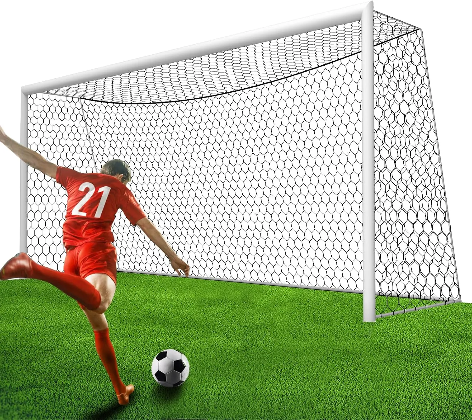 Professional Soccer Goal Net Replacement 24x8FT,18.5x6.5FT [4mm Nylon, 4" Hexagonal], Upgraded Weather Resistance, Enhanced Break Strength, Superior Abrasion Resistance
