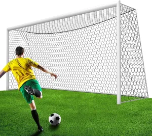 Professional Soccer Goal Replacement Net 24x8FT, 18.5x6.5FT, Upgraded Durability [4mm Nylon, 4" Hexagonal], Enhanced All-Weather, Higher Tensile Strength & More Abrasion Resistant (Net Only)