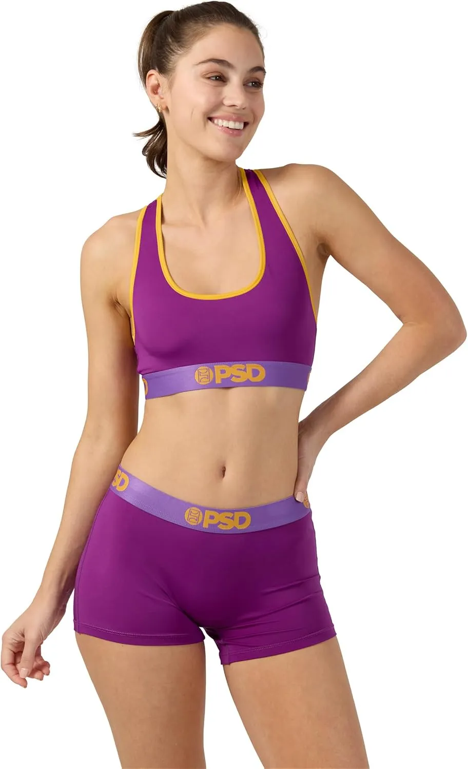 PSD Women's Basic Solid Sports Bra - Racerback Sports Bras for Women with Breathable Microfiber Fabric