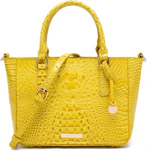 PU Leather Top Handle Handbag for Women Vintage Crocodile Print Large Capacity Satchel Daily Work Crossbody Shoulder Bag