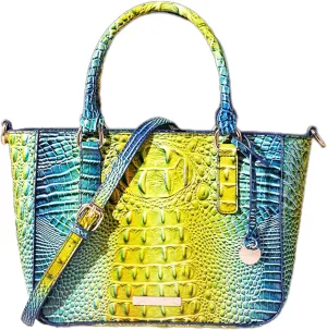 PU Leather Top Handle Handbag for Women Vintage Crocodile Print Large Capacity Satchel Daily Work Crossbody Shoulder Bag