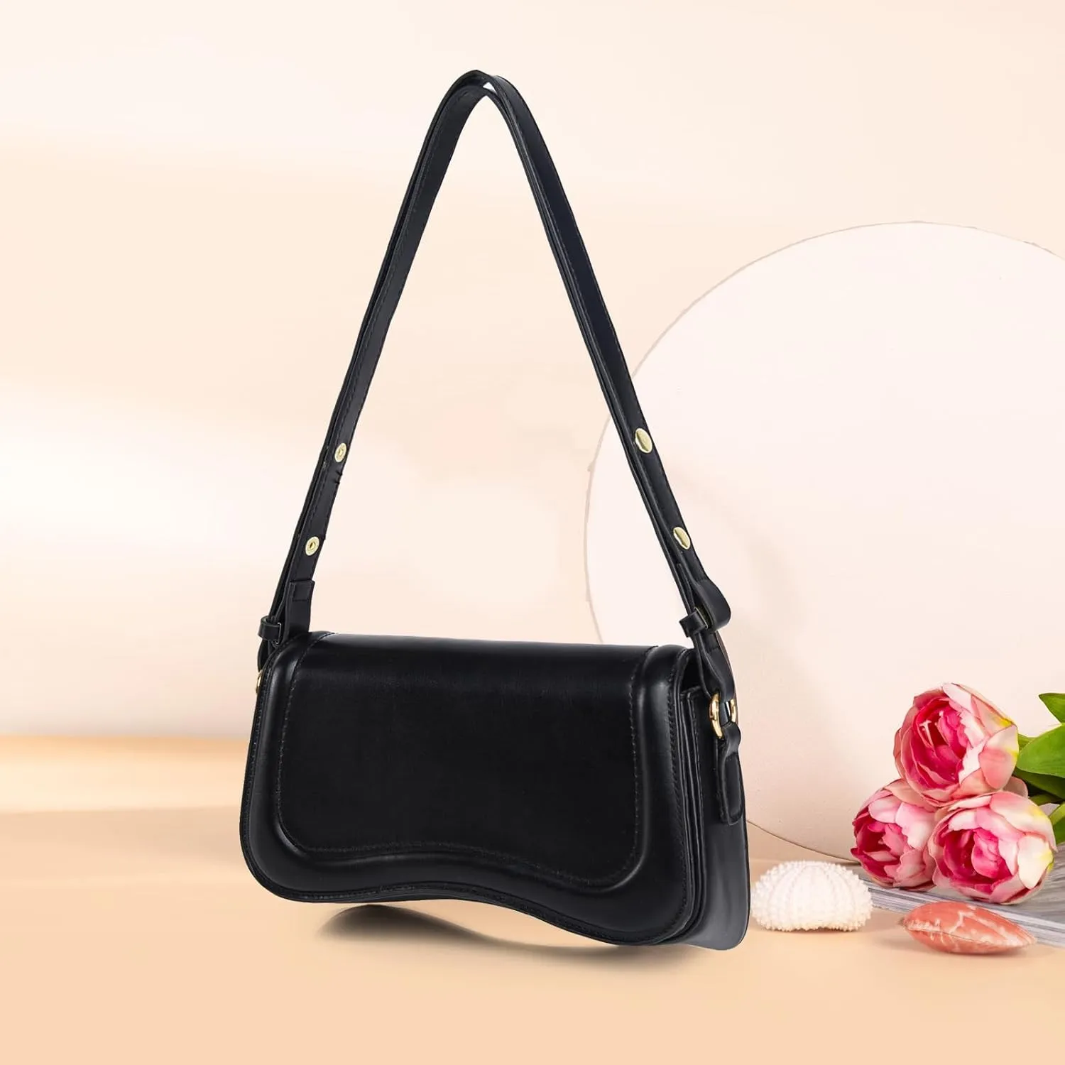 PU Leather Tote Bag for Women with 2 Removable Straps and Zipper Closure