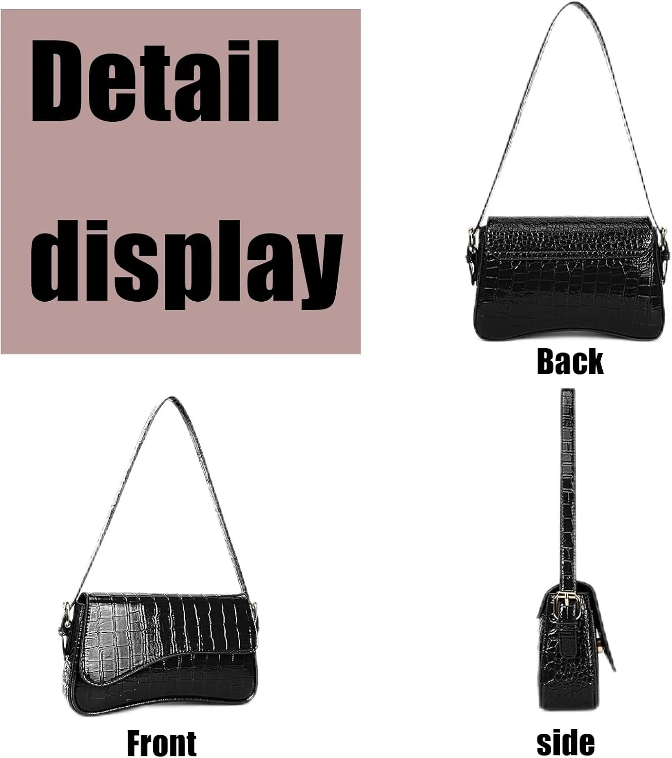 PU Leather Tote Bag for Women with 2 Removable Straps and Zipper Closure