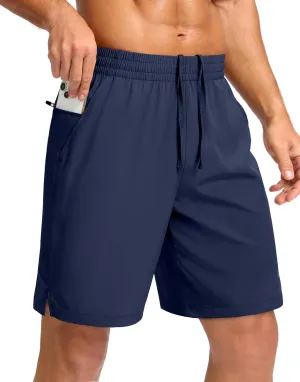 Pudolla Men's 7" Gym Workout Shorts with Zipper Pockets Lightweight Quick Dry Running Athletic Shorts for Men