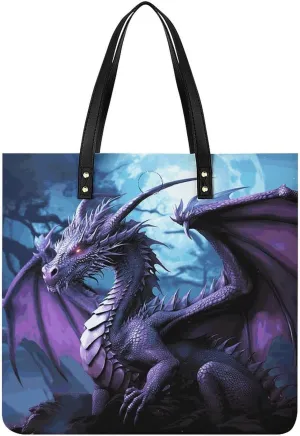 Purple Dragon Purple Moon Large Leather Handbags Women Fashion Handbag Multifunctional Travel Bag It Is A Great Gift for Mothers, Teachers, Friends, Bridesmaids