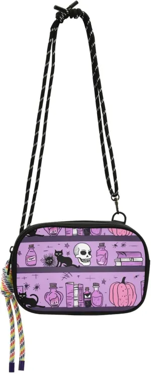 Purple Halloween Mystery Magic Cross Body Purse Women Practical with Credit Card Slots Small Shoulder Bag Walk dog bolso manos libres para mujer