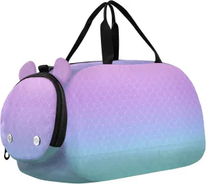 Purple Turquoise Mermaid Kids Cute Gym Bag with Shoes Compartment Large Capacity Weekender Overnight Dance Bag for Travel, Swimming, Dance, Ballet