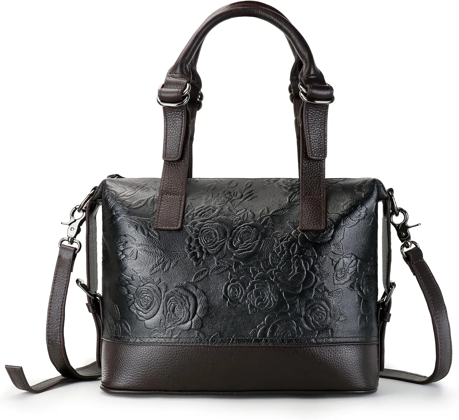 Purse and Handbags for Women Leather Shoulder Tote Handle Medium Satchel Vintage Embossing Rose
